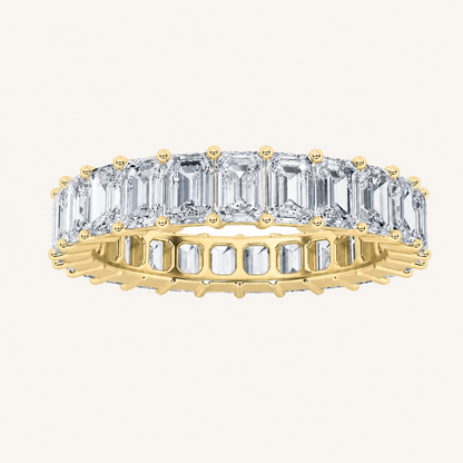 5.75CT Emerald Cut Lab Grown Diamond Split Prong Eternity Ring