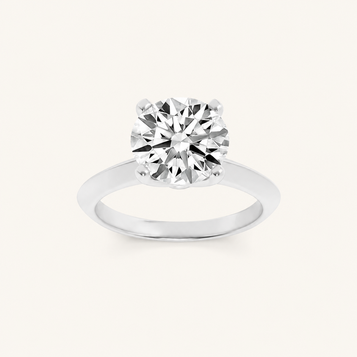 1CT Round Cut Lab Grown Diamond Knife Edge Shank Solitaire Engagement Ring