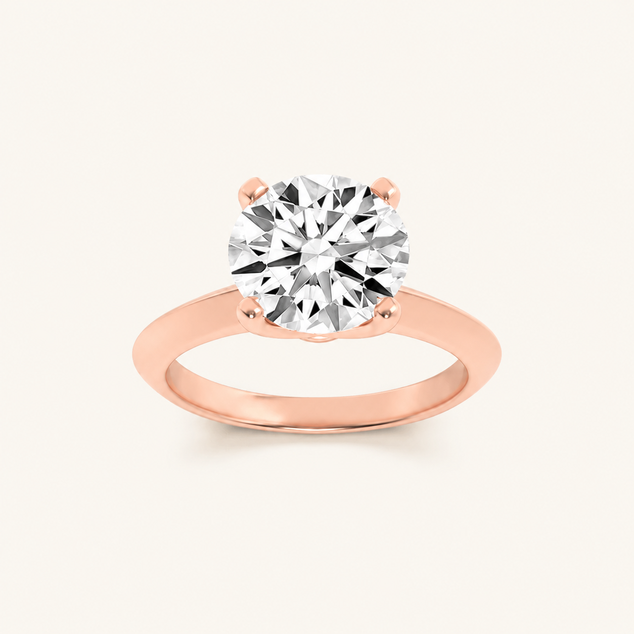 1CT Round Cut Lab Grown Diamond Knife Edge Shank Solitaire Engagement Ring