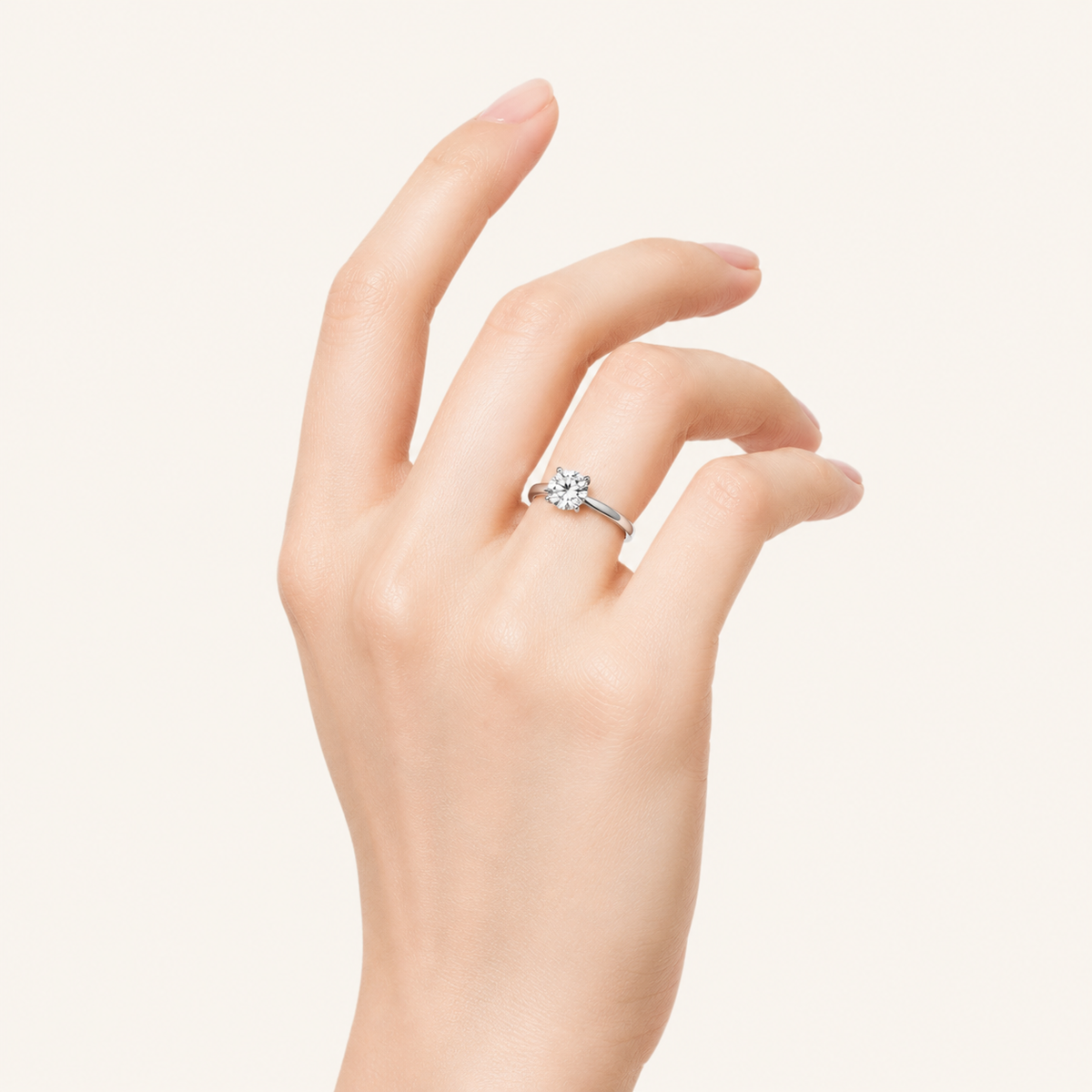 1CT Round Cut Lab Grown Diamond Knife Edge Shank Solitaire Engagement Ring