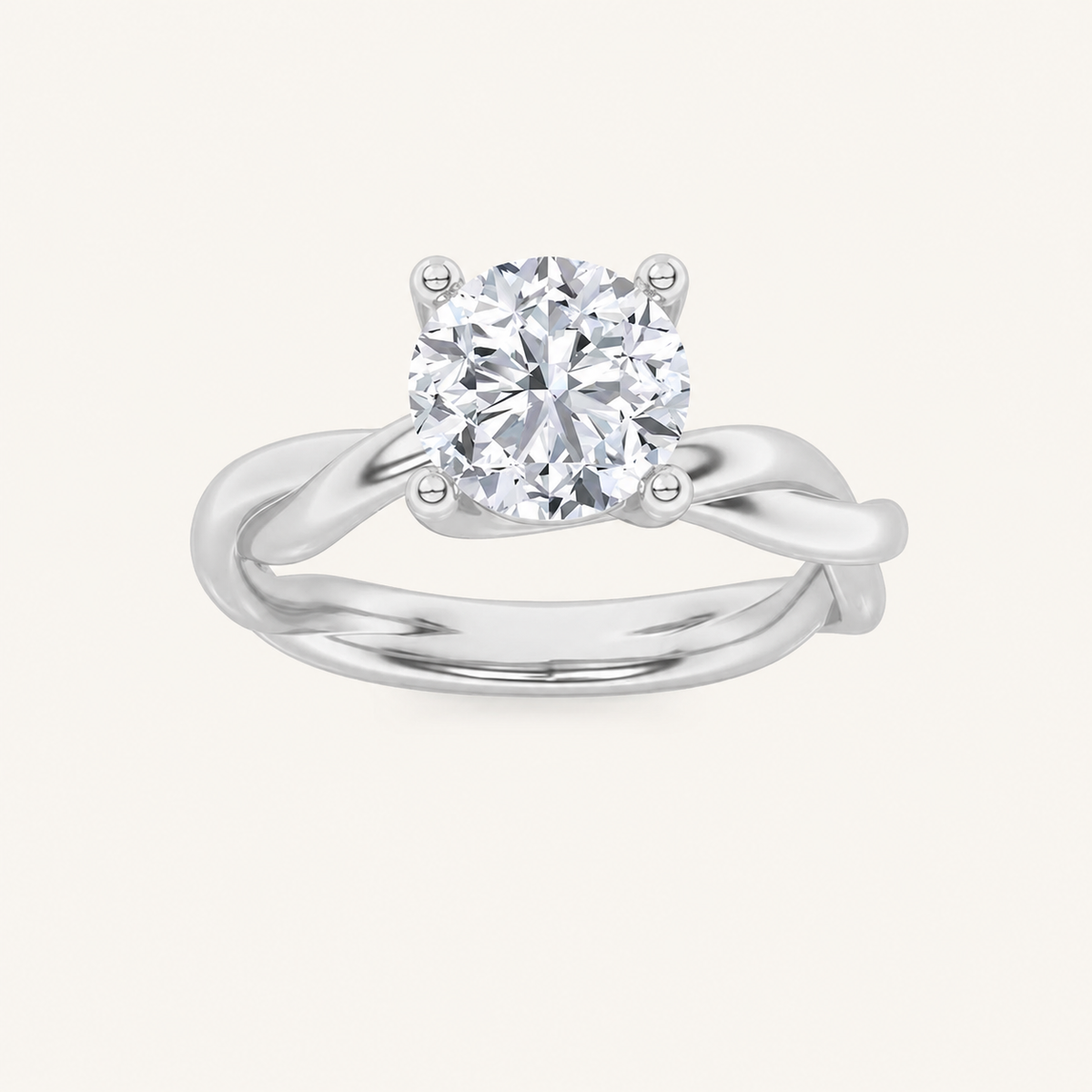1CT Round Cut Lab Grown Diamond Solitaire Ring