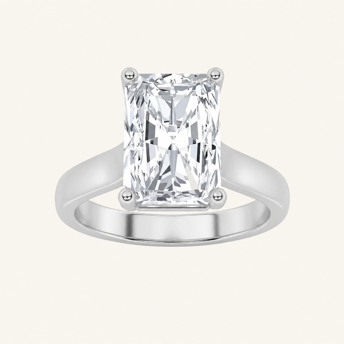 1CT Radiant Cut Lab Grown Diamond Solitaire Ring