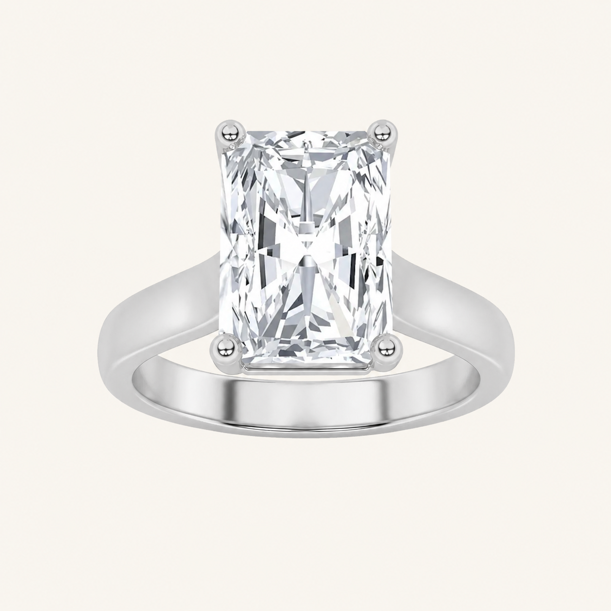 1CT Radiant Cut Lab Grown Diamond Solitaire Ring