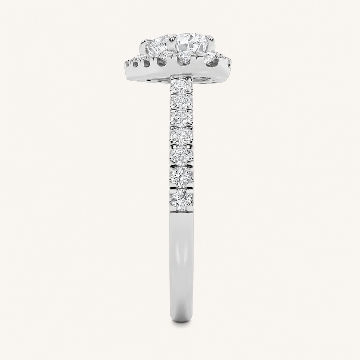 1.5CT Heart Cut Lab Grown Diamond Heart Shaped Halo Ring