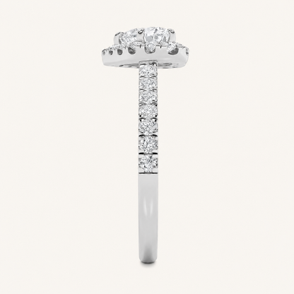 1.5CT Heart Cut Lab Grown Diamond Heart Shaped Halo Ring