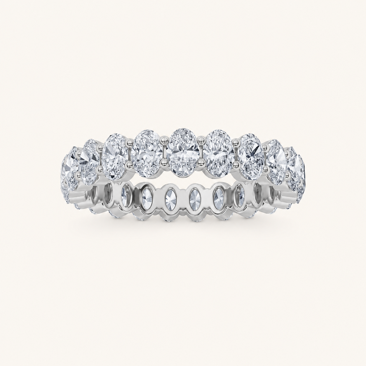 4.75CT Oval Cut Lab Grown Diamond Split Prong Eternity Ring