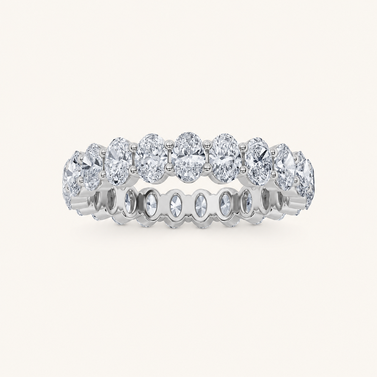 4.5CT Oval Cut Lab Grown Diamond Split Prong Eternity Ring