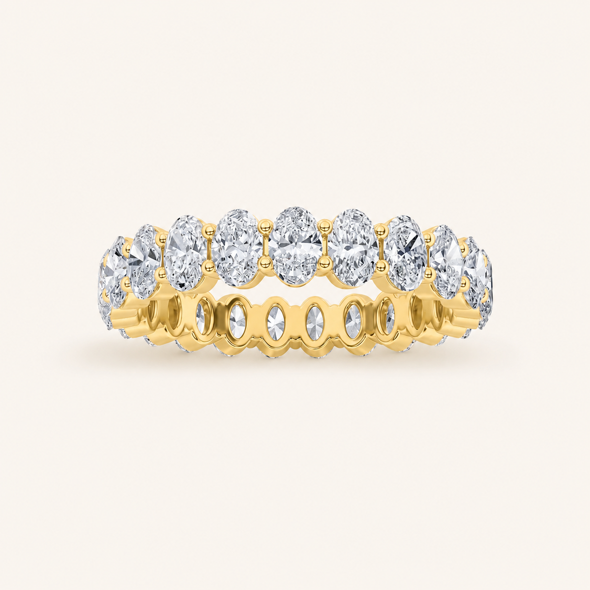 4.25CT Oval Cut Lab Grown Diamond Split Prong Eternity Ring