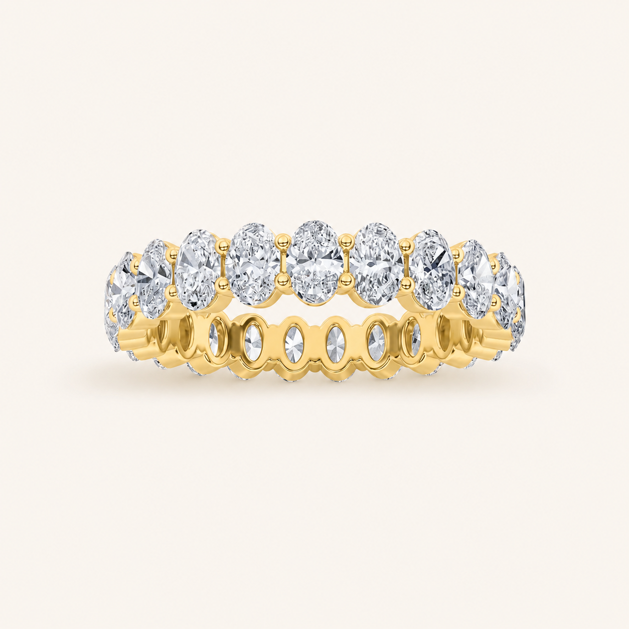 4.5CT Oval Cut Lab Grown Diamond Split Prong Eternity Ring