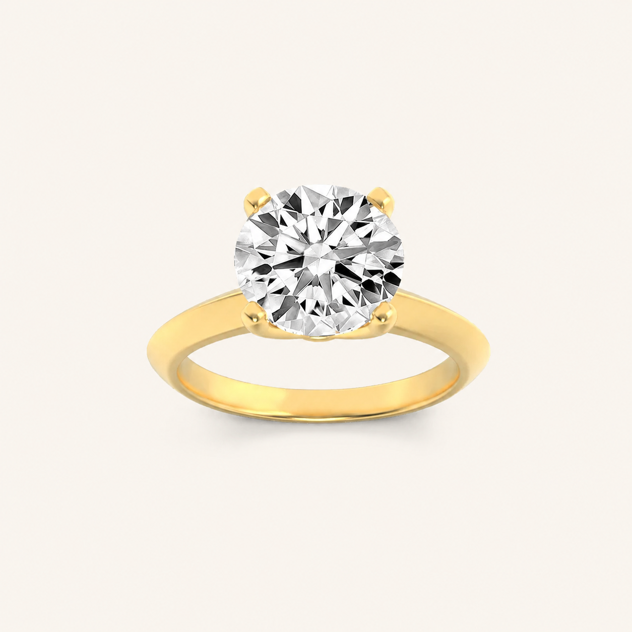 1.5CT Round Cut Lab Grown Diamond Knife Edge Shank Solitaire Engagement Ring
