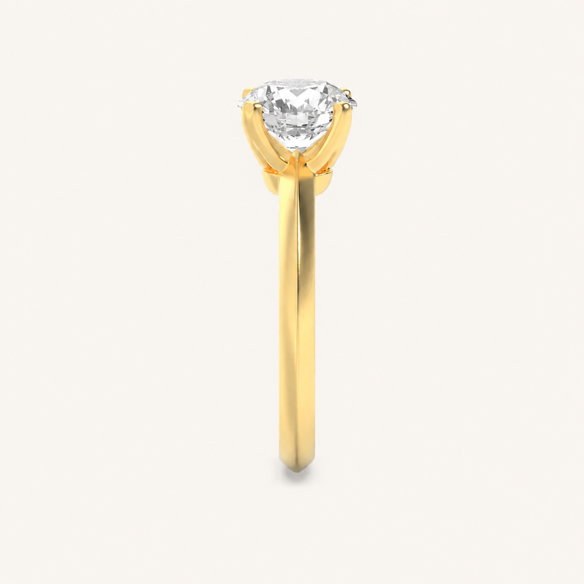 1.5CT Round Cut Lab Grown Diamond Knife Edge Shank Solitaire Engagement Ring