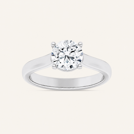 1CT Round Cut Lab Grown Diamond Plain Cathedral Trellis Shank Solitaire Engagement Ring