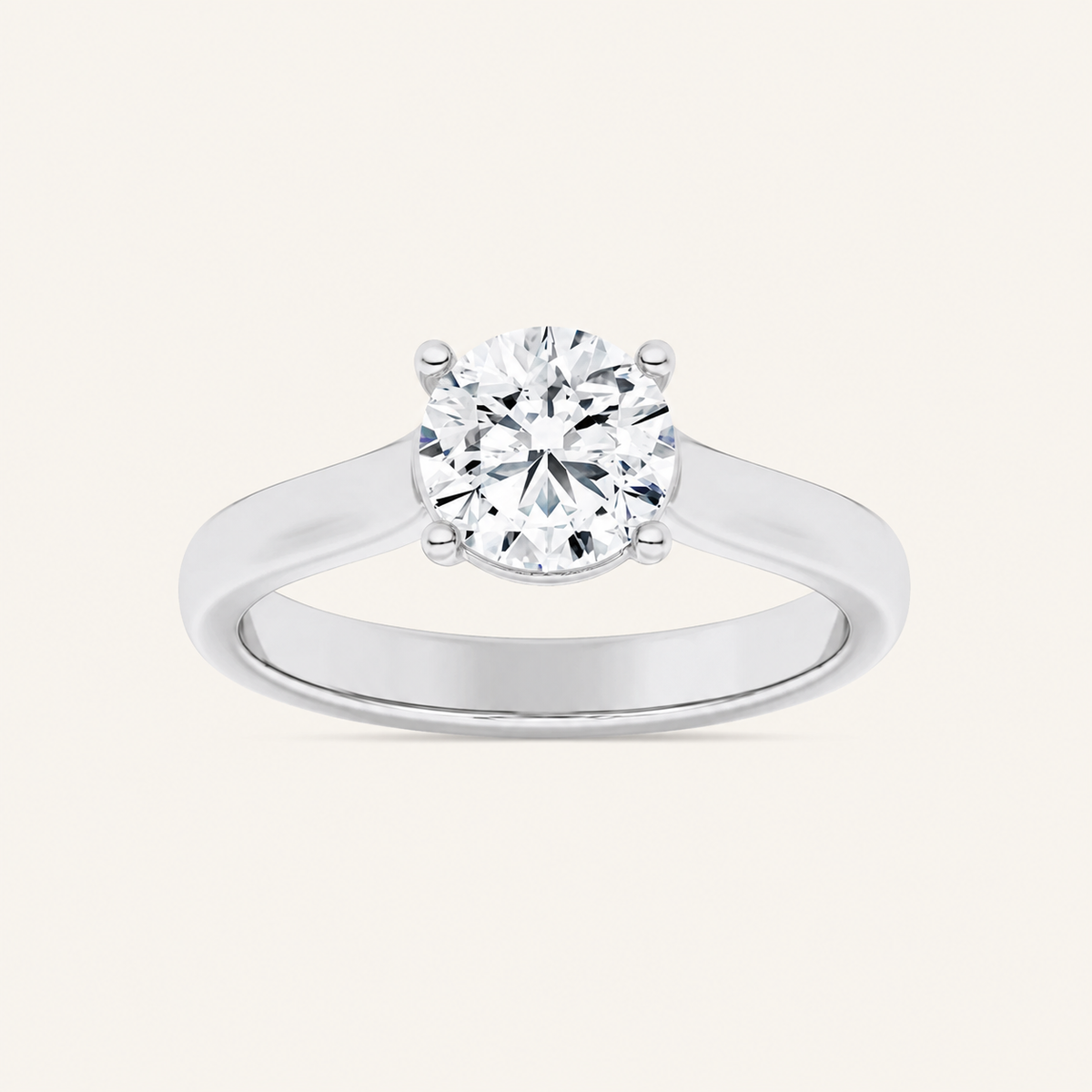 1.5CT Round Cut Lab Grown Diamond Plain Cathedral Trellis Shank Solitaire Engagement Ring