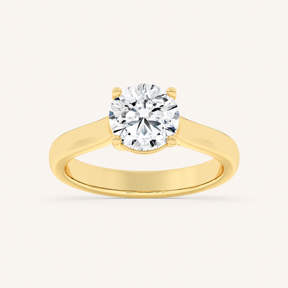 3CT Round Cut Lab Grown Diamond Plain Cathedral Trellis Shank Solitaire Engagement Ring