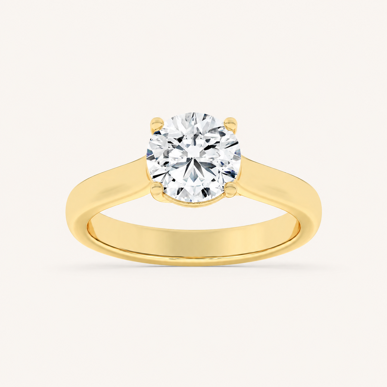 3CT Round Cut Lab Grown Diamond Plain Cathedral Trellis Shank Solitaire Engagement Ring