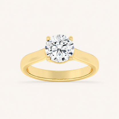 3CT Round Cut Lab Grown Diamond Plain Cathedral Trellis Shank Solitaire Engagement Ring