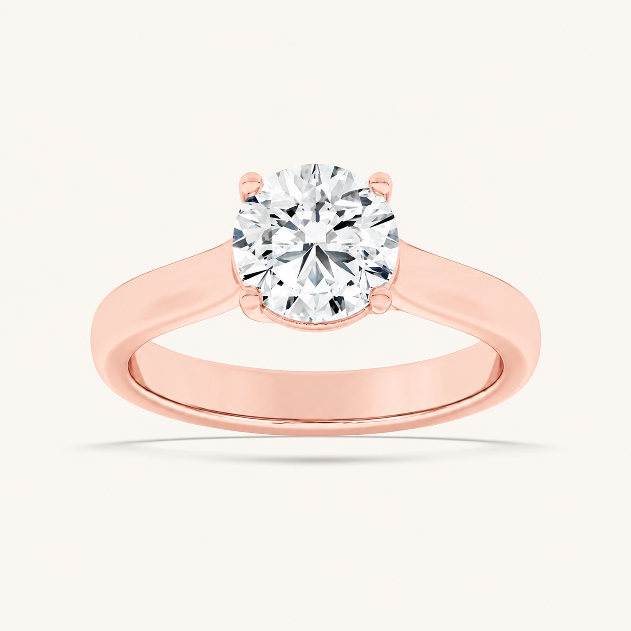 1CT Round Cut Lab Grown Diamond Plain Cathedral Trellis Shank Solitaire Engagement Ring