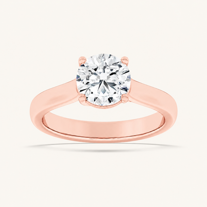 1CT Round Cut Lab Grown Diamond Plain Cathedral Trellis Shank Solitaire Engagement Ring