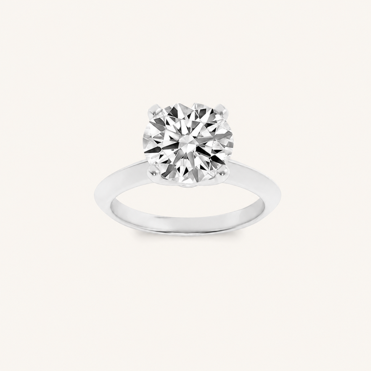 2CT Round Cut Lab Grown Diamond Knife Edge Shank Solitaire Engagement Ring