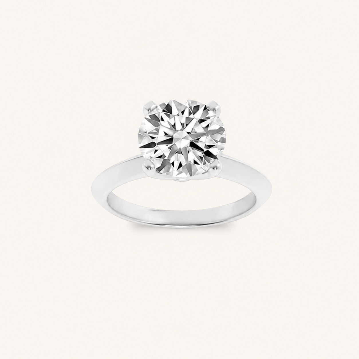 3CT Round Cut Lab Grown Diamond Knife Edge Shank Solitaire Engagement Ring