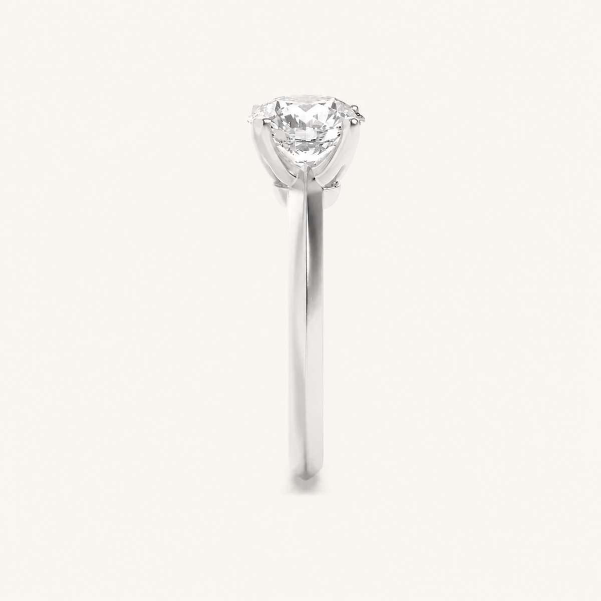 3CT Round Cut Lab Grown Diamond Knife Edge Shank Solitaire Engagement Ring