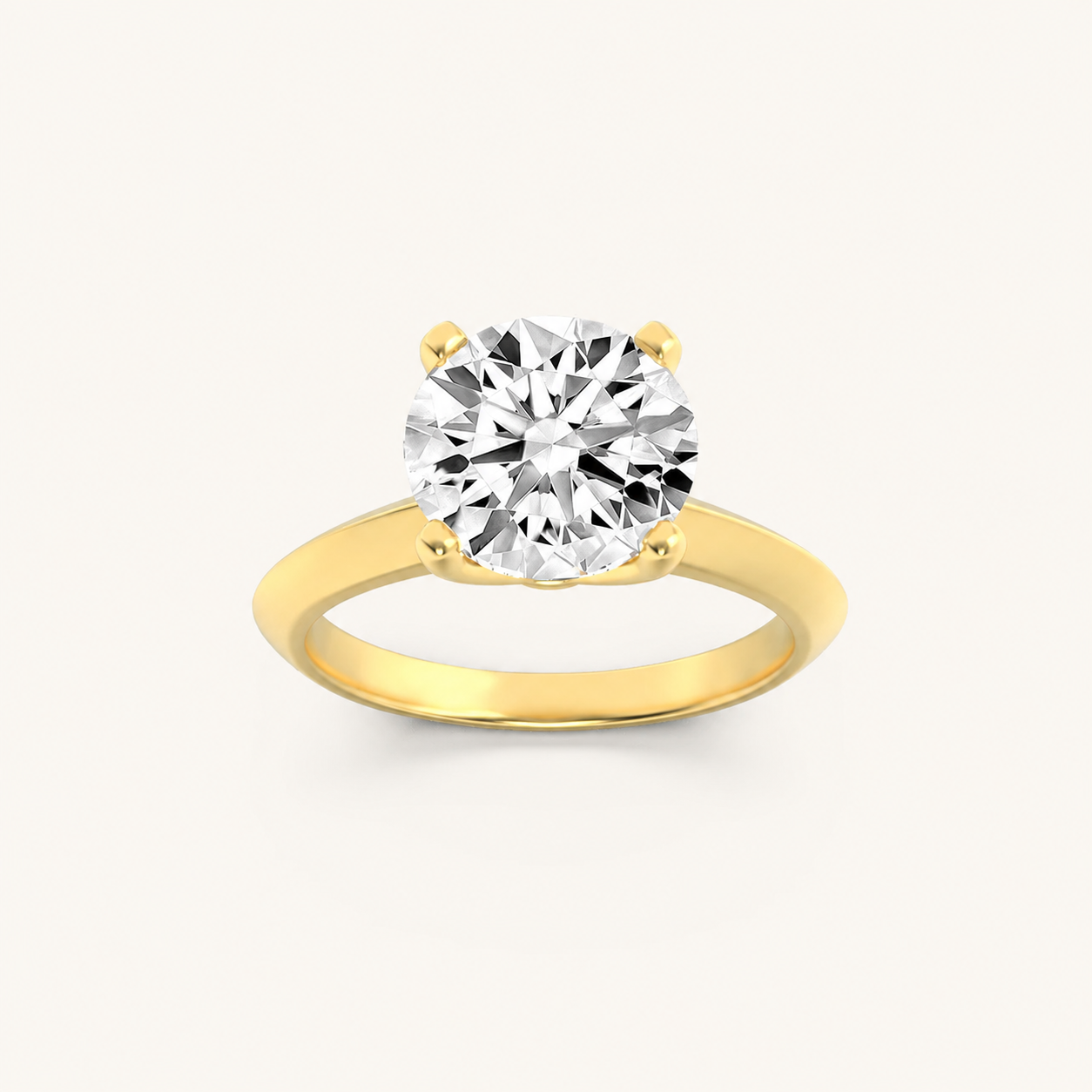 3CT Round Cut Lab Grown Diamond Knife Edge Shank Solitaire Engagement Ring