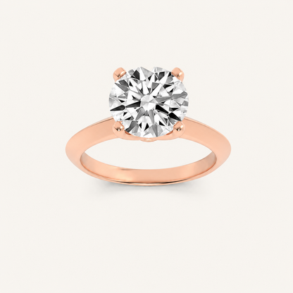 2CT Round Cut Lab Grown Diamond Knife Edge Shank Solitaire Engagement Ring