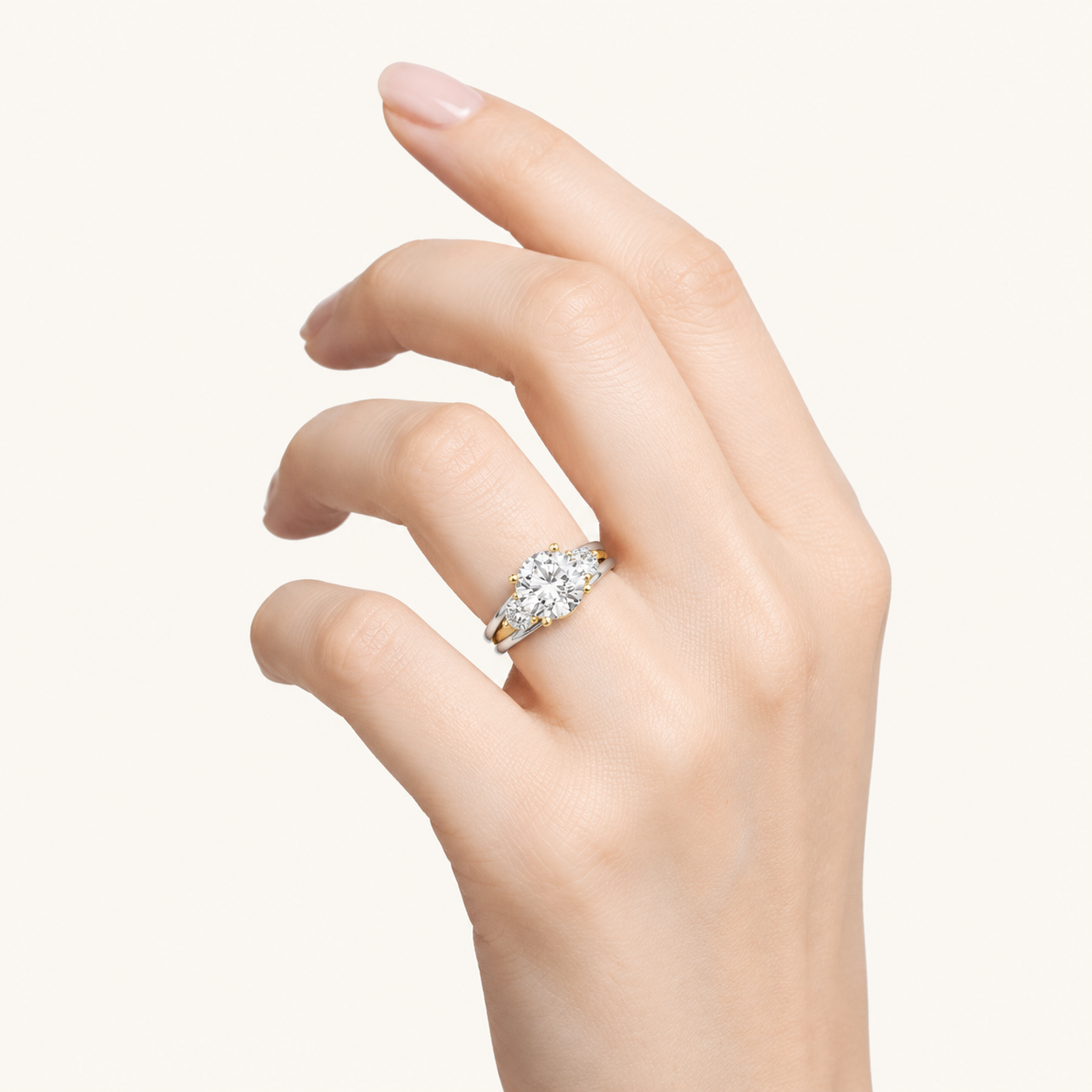 2.5CT Round Cut Lab Grown Diamond Tri Color Solitaire Engagement Ring