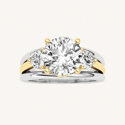 2.5CT Round Cut Lab Grown Diamond Tri Color Solitaire Engagement Ring