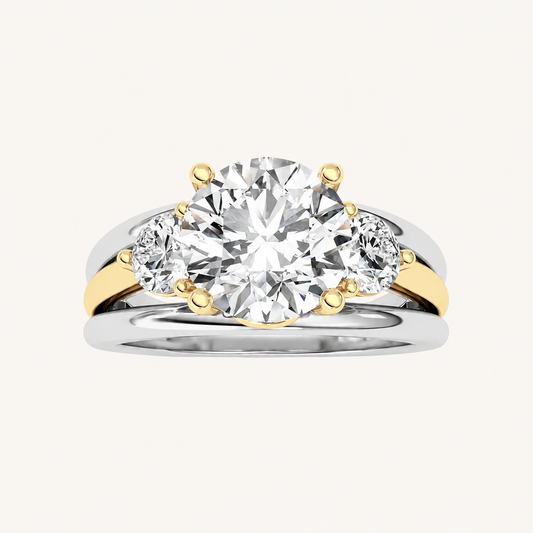 2.5CT Round Cut Lab Grown Diamond Tri Color Solitaire Engagement Ring