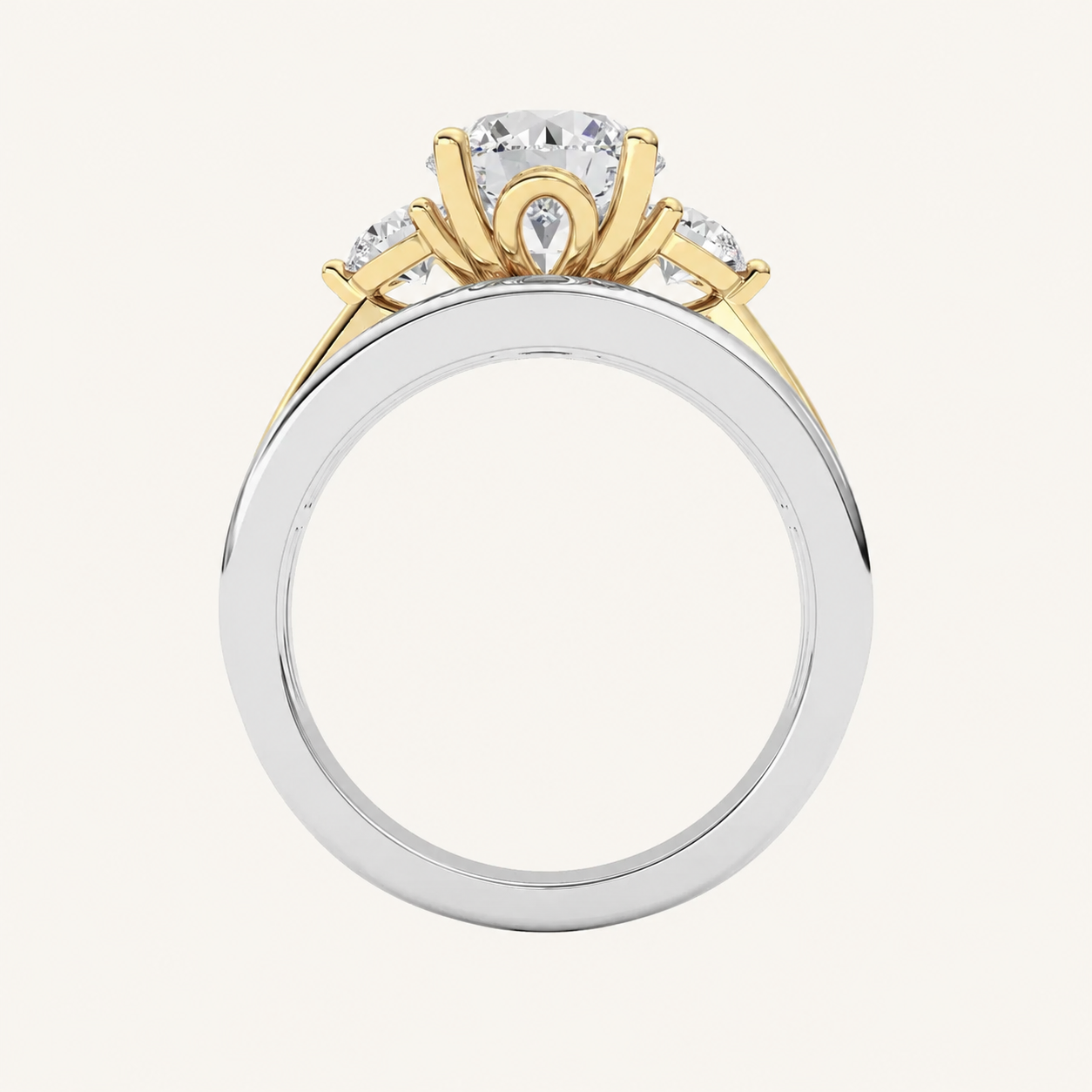 2.5CT Round Cut Lab Grown Diamond Tri Color Solitaire Engagement Ring