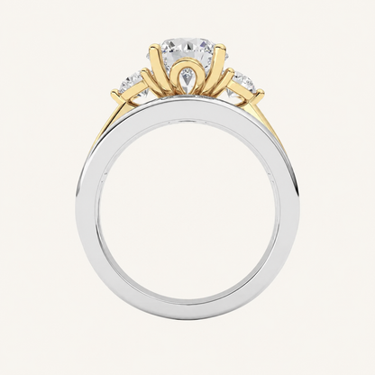 2.5CT Round Cut Lab Grown Diamond Tri Color Solitaire Engagement Ring