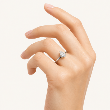 2CT Pear Cut Lab Grown Diamond Solitaire Engagement Ring