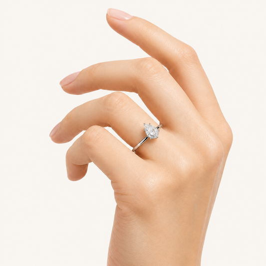 2CT Pear Cut Lab Grown Diamond Solitaire Engagement Ring