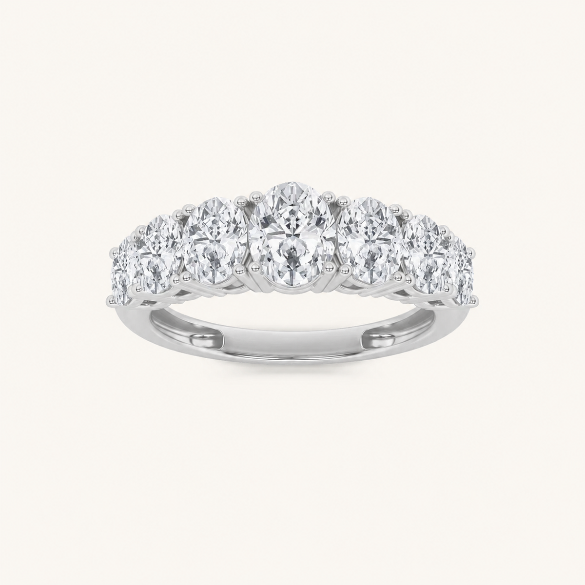 2CT Oval Cut Lab Grown Diamond Seven Stone Band Ring