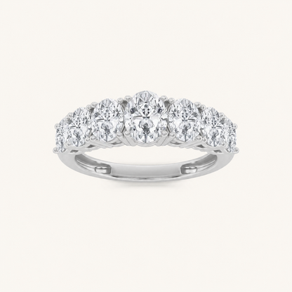 2CT Oval Cut Lab Grown Diamond Seven Stone Band Ring