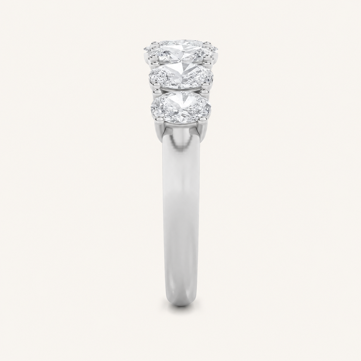 2CT Oval Cut Lab Grown Diamond Seven Stone Band Ring
