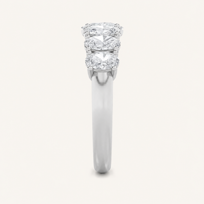 2CT Oval Cut Lab Grown Diamond Seven Stone Band Ring