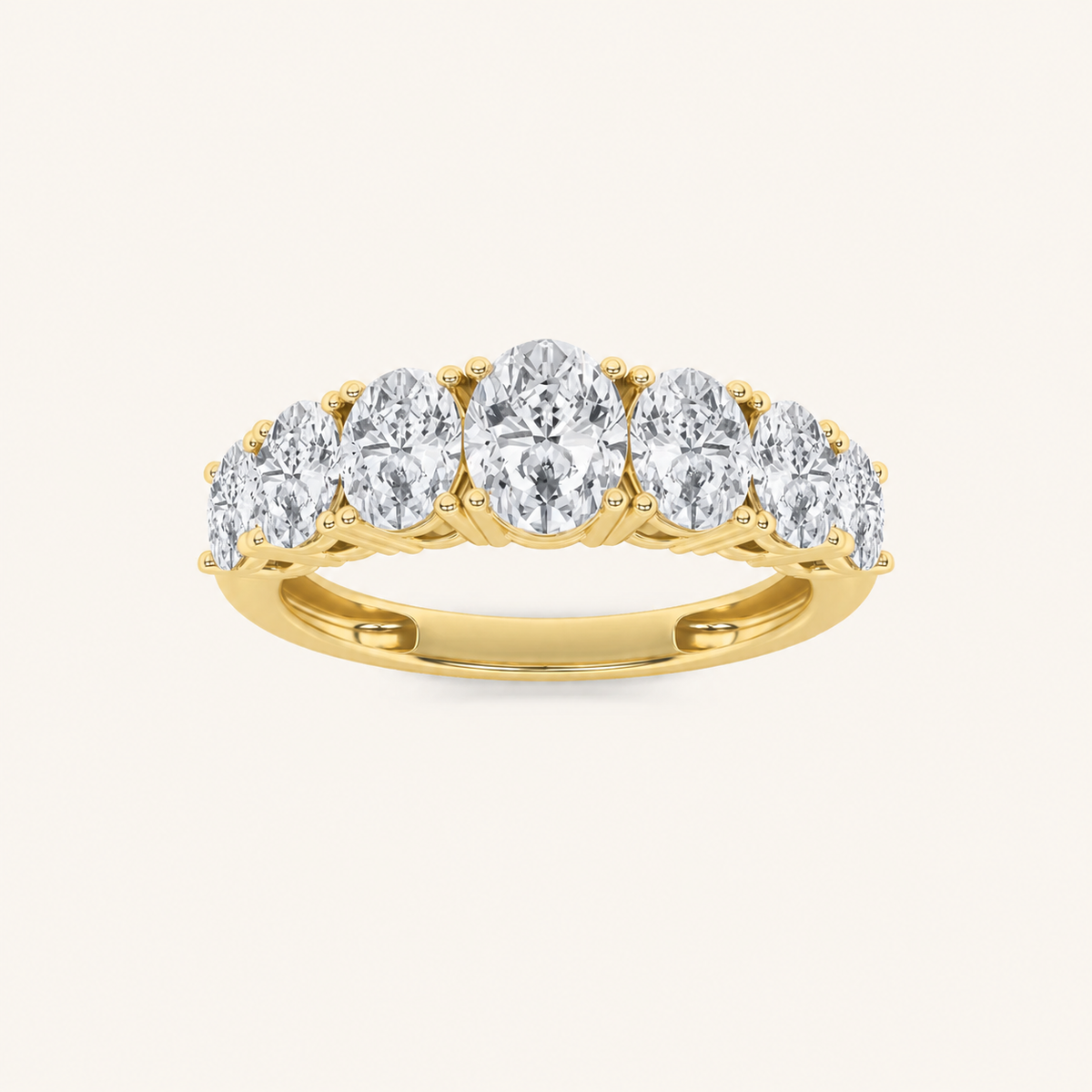 2CT Oval Cut Lab Grown Diamond Seven Stone Band Ring