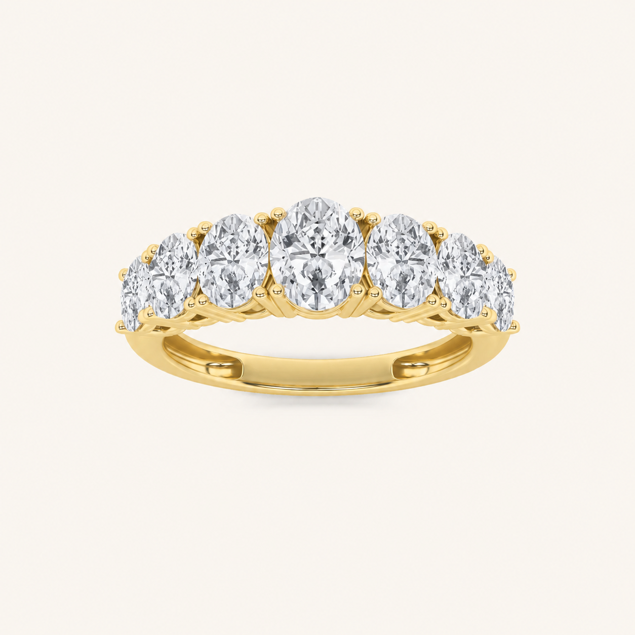 2CT Oval Cut Lab Grown Diamond Seven Stone Band Ring