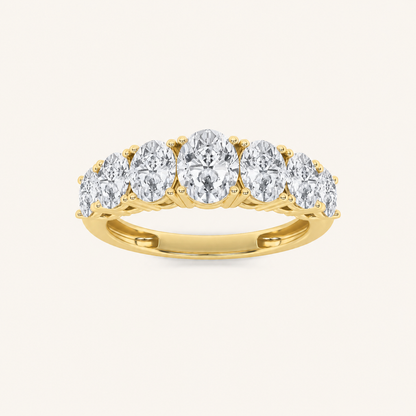 2CT Oval Cut Lab Grown Diamond Seven Stone Band Ring
