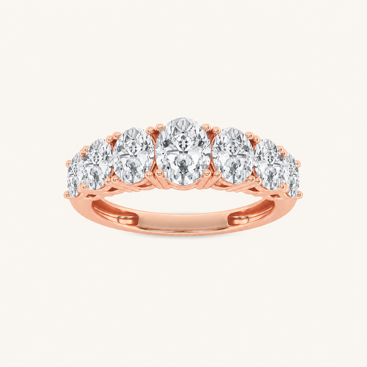 2CT Oval Cut Lab Grown Diamond Seven Stone Band Ring
