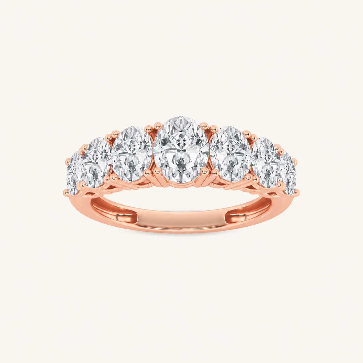 2CT Oval Cut Lab Grown Diamond Seven Stone Band Ring
