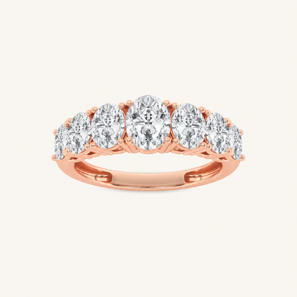 2CT Oval Cut Lab Grown Diamond Seven Stone Band Ring