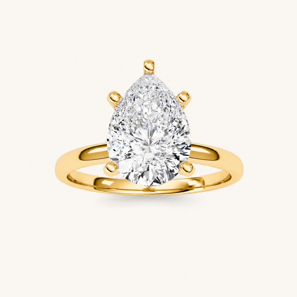 2CT Pear Cut Lab Grown Diamond Solitaire Engagement Ring