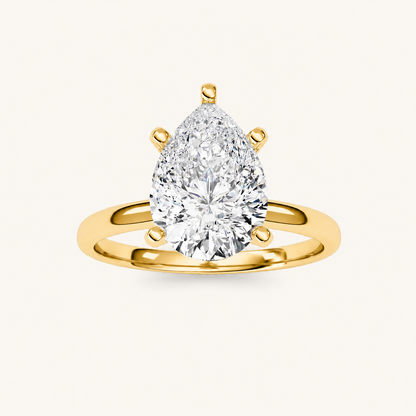 2CT Pear Cut Lab Grown Diamond Solitaire Engagement Ring