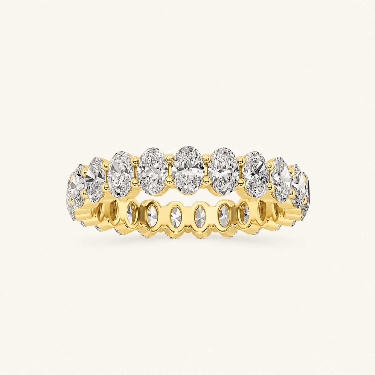 4.5CT Oval Cut Lab Grown Diamond Split Prong Eternity Ring