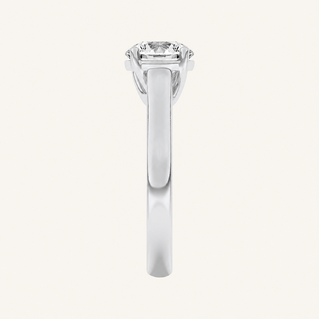 3CT Round Cut Lab Grown Diamond Plain Cathedral Trellis Shank Solitaire Engagement Ring