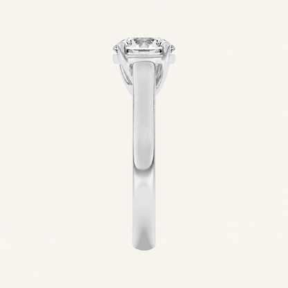 3CT Round Cut Lab Grown Diamond Plain Cathedral Trellis Shank Solitaire Engagement Ring