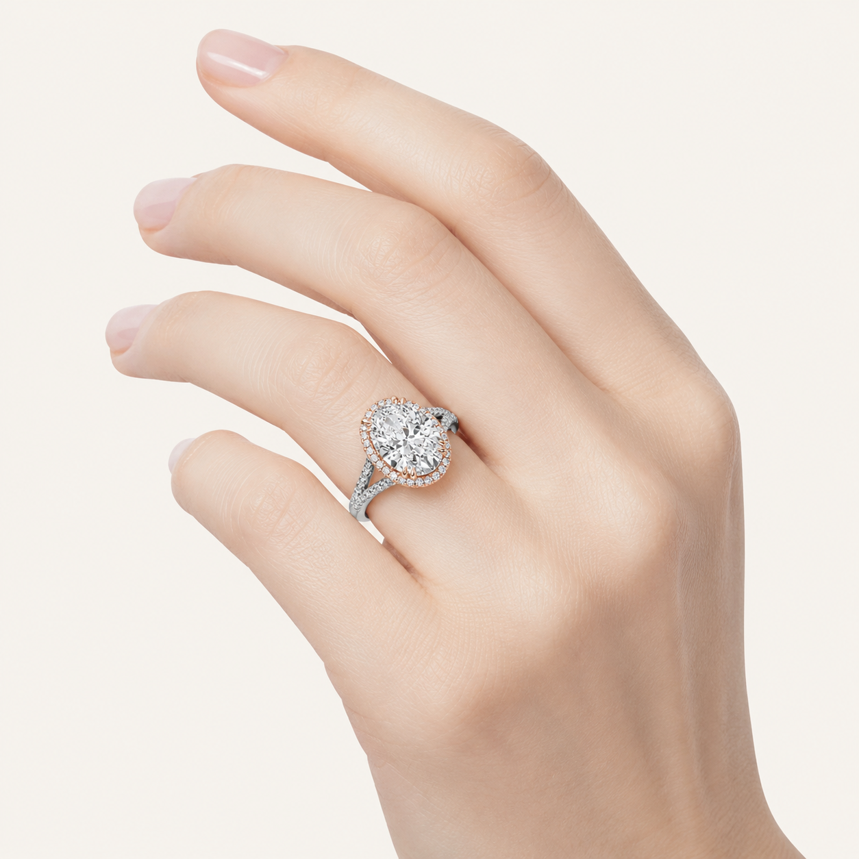 4.5CT Oval Cut Lab Grown Diamond Bold Accented Statement Engagement Ring